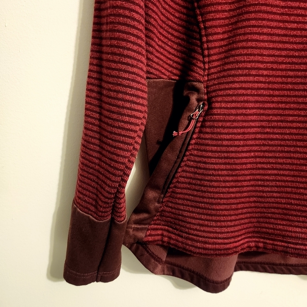 Avalanche | Women's Maroon Striped Hoodie Sweatshirt w/ Zipper Pockets (Size XL) - Picture 5 of 13